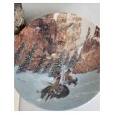 Eagle Figurine with Winter Plate, Native American Print, Western Frontier Print & Desert Postcard