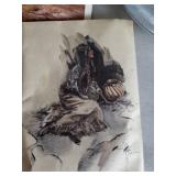 Eagle Figurine with Winter Plate, Native American Print, Western Frontier Print & Desert Postcard