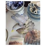 Eagle Figurine with Winter Plate, Native American Print, Western Frontier Print & Desert Postcard