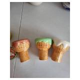 Ice Cream Cone Ceramic Mugs - Set of 3 & Harley-Davidson Kettle & USMC Emblem