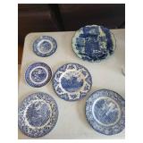 Liberty Blue Transferware China Set - Blue & White Historic Colonial Scenes, England