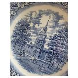Liberty Blue Transferware China Set - Blue & White Historic Colonial Scenes, England