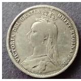 1892 Great Britain Silver 6 Pence