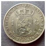 1865 Netherlands Silver 1 Gulden