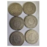 12 Liberty V Nickels from the years 1898 to 1912.
