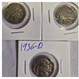 Nine Different Buffalo Nickels