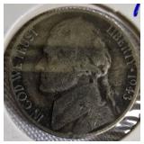 9 different types of silver war nickels: 1943 - P, D, S; 1944 - P, D, S; and 1945 - P, D, S.