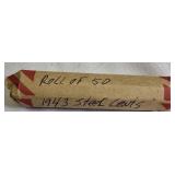Roll of 50 1943 Steel War Pennies.