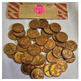 41 1954-S Wheat Pennies in BU/MS high grades.