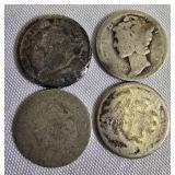 One dollar in coins consists of 10 dimes: 8 are Barbers and 2 are Mercury