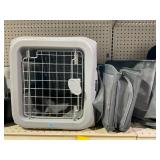 LOT OF Cat Kennels, Backpack, Litter Boxes, Gate, & Mats