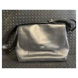 TUMI Leather Messenger Bag - Black Crossbody With Front Flap