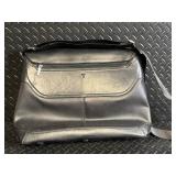 TUMI Leather Messenger Bag - Black Crossbody With Front Flap