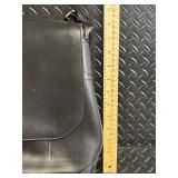 TUMI Leather Messenger Bag - Black Crossbody With Front Flap