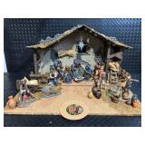 Nativity Scene Display with Stable & Village Accessories - 28 Inch Base