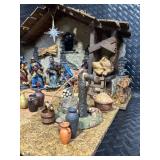 Nativity Scene Display with Stable & Village Accessories - 28 Inch Base