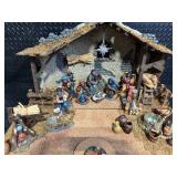 Nativity Scene Display with Stable & Village Accessories - 28 Inch Base