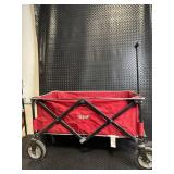 ULINE Folding Wagon - Red Collapsible Utility Cart with Telescoping Handle