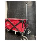 ULINE Folding Wagon - Red Collapsible Utility Cart with Telescoping Handle