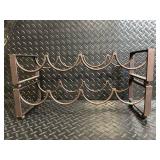 Vintage Wrought Iron 2-Tier Wine Bottle Rack - Rustic, 16 in Long