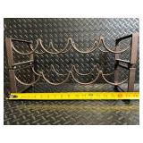 Vintage Wrought Iron 2-Tier Wine Bottle Rack - Rustic, 16 in Long