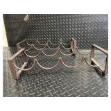 Vintage Wrought Iron 2-Tier Wine Bottle Rack - Rustic, 16 in Long