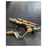 Vintage Torch-Style Wall Sconces with Wood Handles - Set of 3