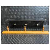 Black 3-Drawer Wall Cabinet & Wooden Peg Rack - 23 in. Long