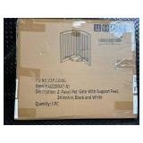 YJJ20047-R1 2-Panel Pet Gate with Support Feet - 24 in H, Black & White