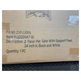 YJJ20047-R1 2-Panel Pet Gate with Support Feet - 24 in H, Black & White