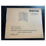 YJJ20047-R1 2-Panel Pet Gate with Support Feet - 24 in H, Black & White