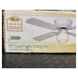 Turn of the Century 42-inch Low Profile Ceiling Fan (Eros) White with Opal Light - Model 355-4427