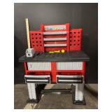 Toy Workbench for Kids - Red/Gray Plastic with Tool Drawers