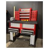 Toy Workbench for Kids - Red/Gray Plastic with Tool Drawers
