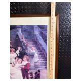 Framed Vintage Print - Children with Dog by Garden Staircase