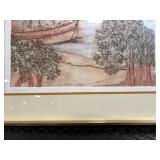 Nautical Harbor Prints - Arch-Top Pair in Gold Frames