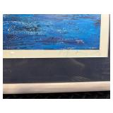 Sailboat Seascape Art Print - Framed Blue Ocean Scene, Signed