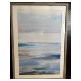 Abstract Seascape Painting - Framed Blue Ocean Horizon Artwork