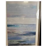 Abstract Seascape Painting - Framed Blue Ocean Horizon Artwork