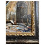 Sol Signature Oil Painting - Mediterranean Village Archway & Stair Scene in Ornate Frame