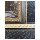 Sol Signature Oil Painting - Mediterranean Village Archway & Stair Scene in Ornate Frame