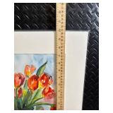 Tulips in Blue Vase - Watercolor Floral Painting, Signed