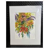 PK Watercolor #175 - Floral Bouquet Watercolor Painting, White Mat