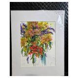 PK Watercolor #175 - Floral Bouquet Watercolor Painting, White Mat