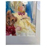 KRESS Watercolor Portrait - Child with Teddy Bear in Yellow Dress (Framed)