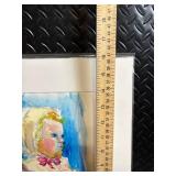 KRESS Watercolor Portrait - Child with Teddy Bear in Yellow Dress (Framed)