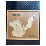 Stony Lake Contour Map - 595 Acres, 6 Miles Shoreline Wood Wall Art