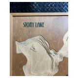 Stony Lake Contour Map - 595 Acres, 6 Miles Shoreline Wood Wall Art