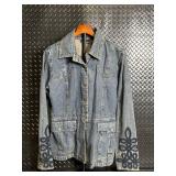 DKNY Jeans Denim Jacket - Embroidered Sleeves - Size XL