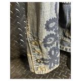 DKNY Jeans Denim Jacket - Embroidered Sleeves - Size XL